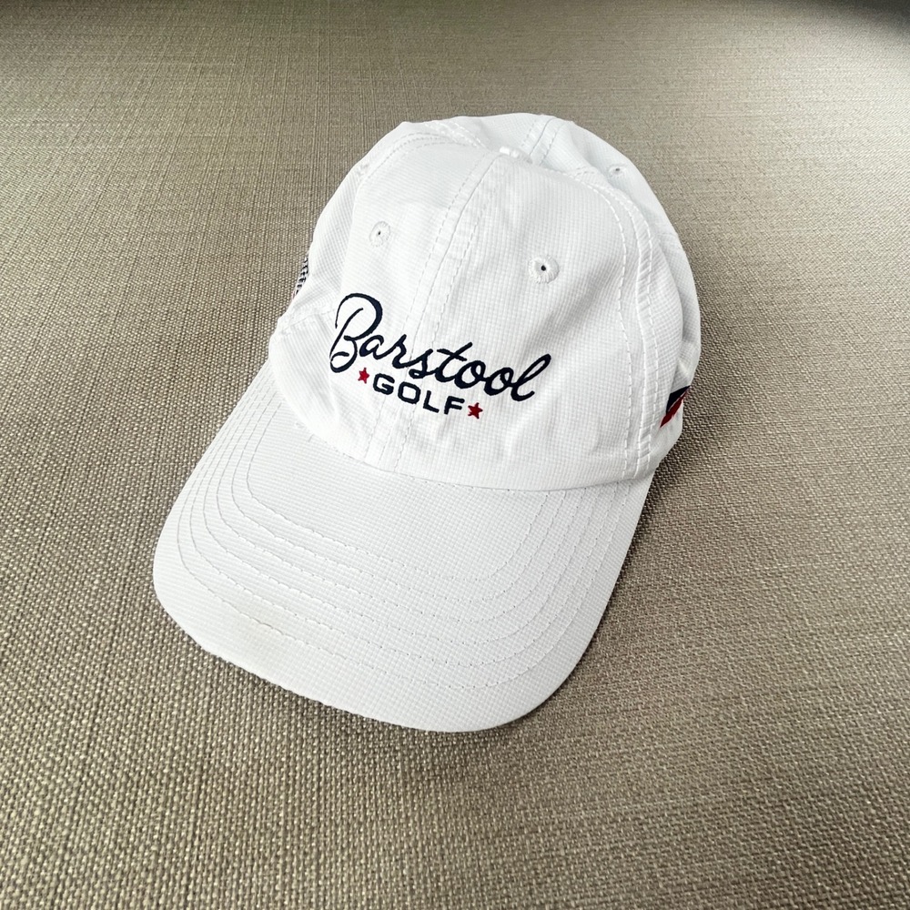 Barstool Sports Golf Performance Hat‎ Mens White USA Flag Meyer  Strapback NWT
